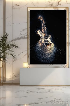 Dikey Kanvas Duvar Tablosu Tekli Salon Mutfak Ofis Alev Elektro Gitar Müzik Hard Rock Metal