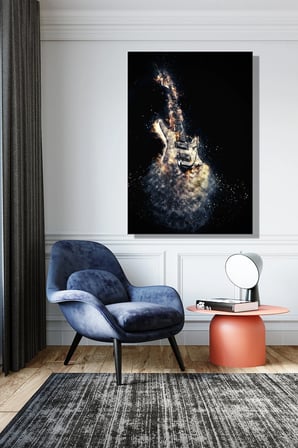 Dikey Kanvas Duvar Tablosu Tekli Salon Mutfak Ofis Alev Elektro Gitar Müzik Hard Rock Metal
