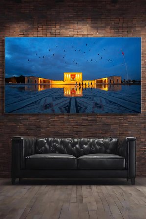 Panoramik Yatay Kanvas Duvar Tablosu Tekli Salon Mutfak Ofis Mustafa Kemal Atatürk Anıtkabir