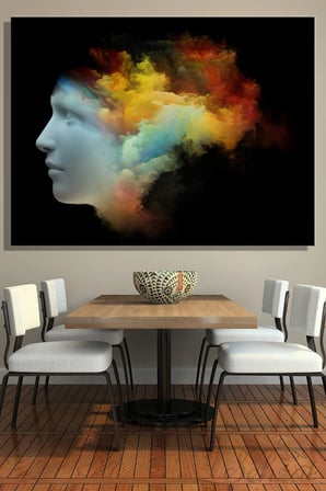 Duvar Tablosu Yatay Kanvas Tekli Ofis Zihin Hayal Gücü Bilinç Hastane Klinik Soyut