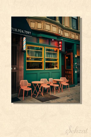 Dikey Kanvas Duvar Tablosu Tekli Salon Mutfak Yatak Odası Ofis New York Yeşil Pembe Retro