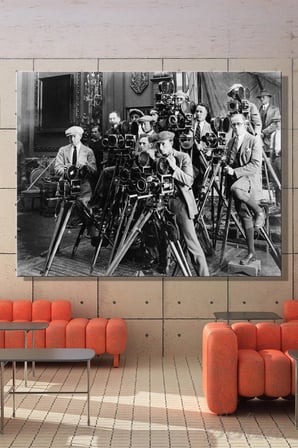 Yatay Kanvas Duvar Tablosu Tekli Salon Mutfak Yatak Odası Ofis Siyah Beyaz Kamera Film Nostaljik