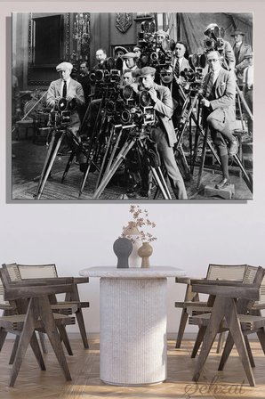 Yatay Kanvas Duvar Tablosu Tekli Salon Mutfak Yatak Odası Ofis Siyah Beyaz Kamera Film Nostaljik