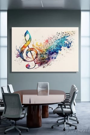 Duvar Tablosu Yatay Kanvas Tekli Salon Mutfak Yatak Odası Ofis Sulu Boya Efektli Nota Enerji Müzik