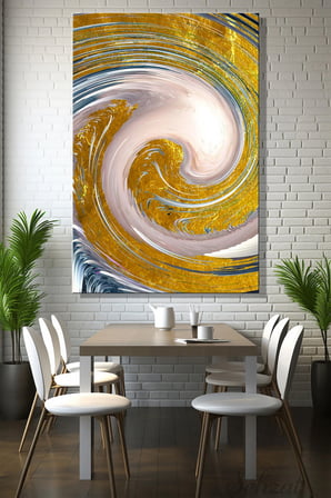 Dikey Kanvas Duvar Tablosu Tekli Salon Mutfak Yatak Odası Ofis Sıvı Mermer Deseni Soyut