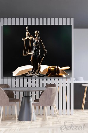 Duvar Tablosu Yatay Kanvas Tekli Salon Mutfak Yatak Odası Ofis Avukat Terazi Adalet Tanrıçası