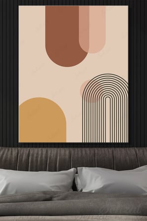 Dikey Kanvas Duvar Tablosu Tekli Salon Yatak Odası Ofis Modern Bohem Toprak Tonları Soyut Geometrik