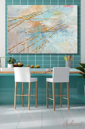 Yatay Kanvas Duvar Tablosu Tekli Salon Mutfak Yatak Odası Ofis Soyut YağlıBoya Görünümlü Soft Pastel