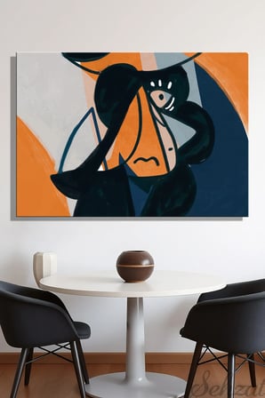 Yatay Kanvas Duvar Tablosu Tekli Salon Ofis Dora Maar'ı Tasvir Ettiği Geç Kübist Tarzda Soyut Portre