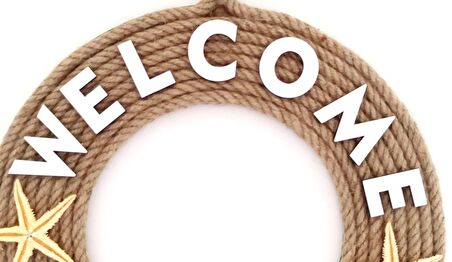 Jüt İpten Deniz Yıldızlı Nazar Boncuklu İncili Deniz Yıldızlı Welcome Yazılı Kapı Süsü
