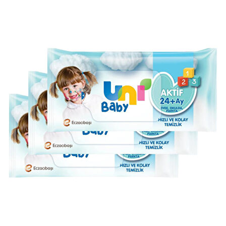 Nessiworld Uni Baby Aktif Islak Cep Mendili 3lü 45 Yaprak