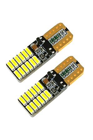 10 Adet T10 Led Ampül 12v Beyaz Park Ledi 24smd Canbuslı