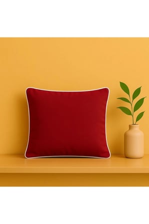 Modern Yılbaşı Konseptli - Dekoratif Kırlent Kılıfı - Kırmızı Beyaz Biyeli Duck Kumaş - 45 x 45