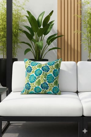 Tropik Monstera Desenli 45x45 Petek Kumaş Kırlent Kılıfı