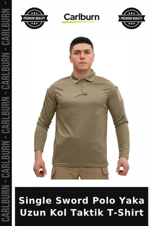 Single Sword Polo Yaka Uzun Kol Taktik T-Shirt Kombin Parçası Fonksiyonel Giysi Günlük Stil