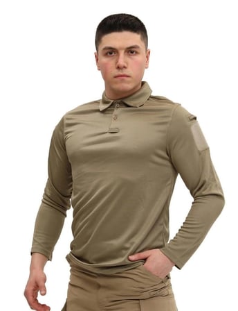 Single Sword Polo Yaka Uzun Kol Taktik T-Shirt Kombin Parçası Fonksiyonel Giysi Günlük Stil