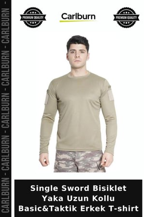 Single Sword Bisiklet Yaka Uzun Kollu Basic&Taktik Erkek T-shirt Kombin Mevsim Macera