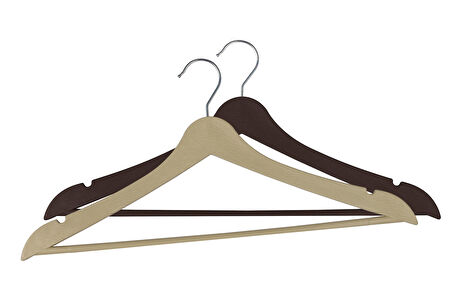 Sağlam Plastik Ahşap Görünümlü Elbise Askısı 3 Adet Kahverengi