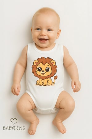 %100 Pamuklu Hayvan Figürlü Kolsuz Çıtçıtlı Bebek Body Yazlık Nefes Alabilir Unisex Zıbın Köpek