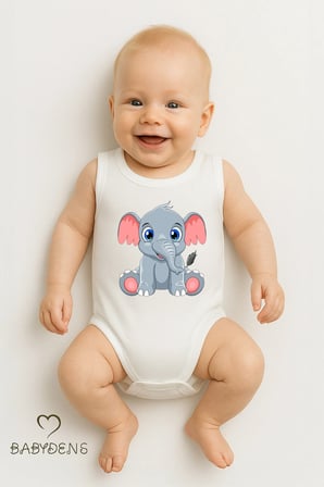 %100 Pamuklu Hayvan Figürlü Kolsuz Çıtçıtlı Bebek Body Yazlık Nefes Alabilir Unisex Zıbın Köpek