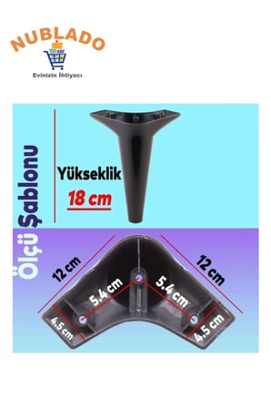 Aspen Lüks Mobilya Kanepe Koltuk Tv Ünitesi Konsol Yükseltici Ayağı Ayakları 18 Cm Siyah Ayak.