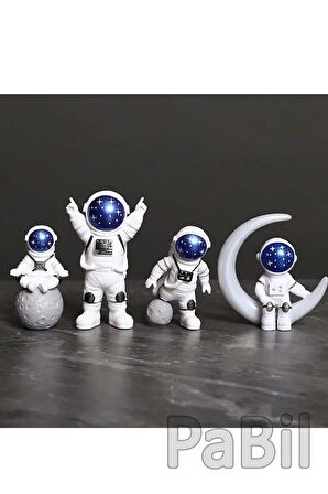 Galactic Series Astronot Aksiyon Figür Oyuncak Biblo Hediyelik 4 Lü Set