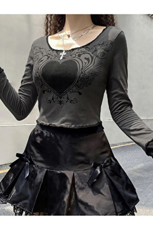 Y2K Harajuku Gotik Uzun Kol Crop Top