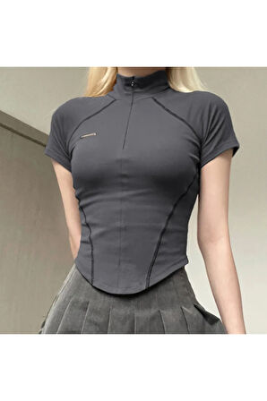 Y2K Harajuku Kısa Kol Crop Top