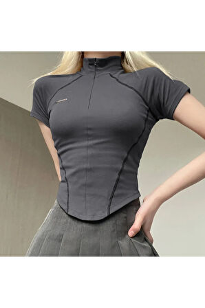 Y2K Harajuku Kısa Kol Crop Top