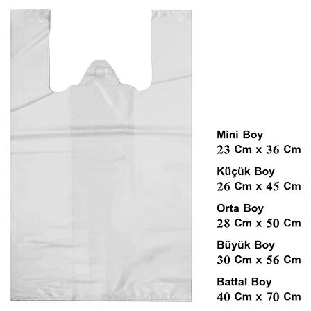 1 Kg Beyaz Atlet Poşet – Büyük Boy, 30x56 cm, Ort 50-60 Adet, Dayanıklı ve Ekonomik Kullanım