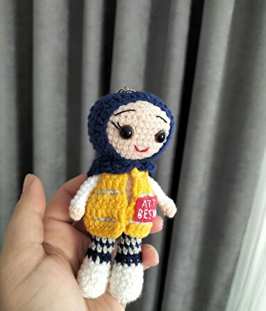 Amigurumi tesettürlü paramedik att hemşire anahtarlık hediyelik oyuncak bebek kişisel 