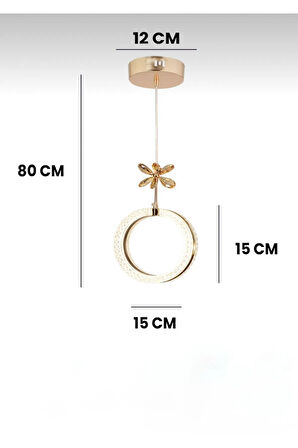 Aurea Model Gold 3 Renk Modu Ledli Kristal Taşlı Modern Salon Mutfak Oturma Odası Sarkıt Led Avize