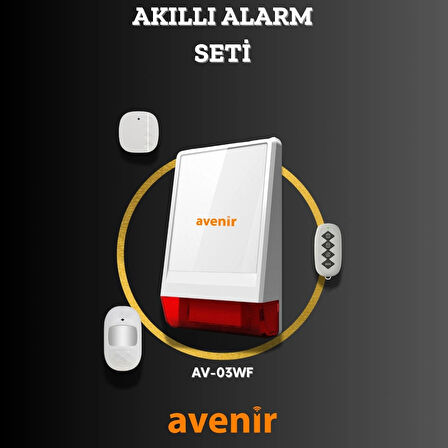 Av-03wf Wifi Kablosuz Akıllı Alarm Seti (1 KAPI/PENCERE SENSÖRÜ)(1PIR)(1 KUMANDA)