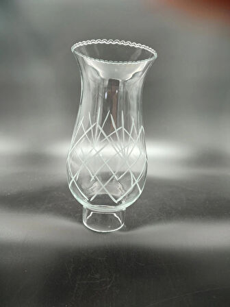 AVİZE LAMBA CAMI.BÜYÜK,ŞEFFAF DEKORLU (E.14)(Alt yuva çapı:4,50cm-h:24,00cm)Mum ampule göre.