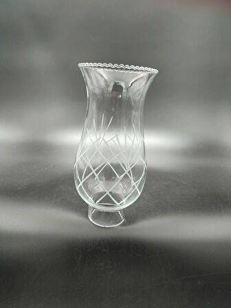 AVİZE LAMBA CAMI.BÜYÜK,ŞEFFAF DEKORLU (E.14)(Alt yuva çapı:4,50cm-h:24,00cm)Mum ampule göre.