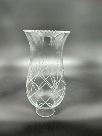 AVİZE LAMBA CAMI.BÜYÜK,ŞEFFAF DEKORLU (E.14)(Alt yuva çapı:4,50cm-h:24,00cm)Mum ampule göre.