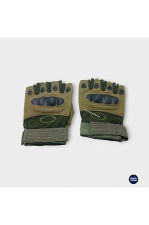 Taktik Korumalı Motosiklet Bisiklet Outdoor Eldiveni | Yarım Parmak Egzersiz Model Haki