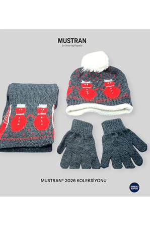 İçi Kürklü 4-8 Yaş Çocuk Bere Eldiven Atkı 3lü Set Kulakçıklı Örgü Polar Kışlık Sıcak