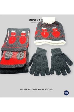 İçi Kürklü 4-8 Yaş Çocuk Bere Eldiven Atkı 3lü Set Kulakçıklı Örgü Polar Kışlık Sıcak