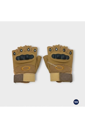 Taktik Korumalı Motosiklet Bisiklet Outdoor Eldiveni | Yarım Parmak Egzersiz Model Çöl