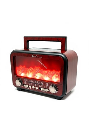 Nostaljik Radyo Alev Efektli Solar Şarjlı Pilli Bluetooth Hoparlör Retro Dekoratif Taşınabilir