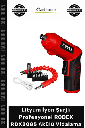 Lityum İyon Şarjlı Profesyonel Kompakt Ergonomik Tasarım RODEX RDX3085 Akülü Vidalama