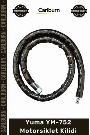 #Kilit Anahtarlı Körüklü Siyah 120cm 22mm Çelik Bilyalı Dişli Sistem YM752 Motorsiklet Kilidi