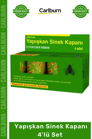 Özel Üretim Çift Taraflı Zehirsiz Etkili Güçlü Yapışkan Şerit Rulo Tibtrap Yapışkan Sinek Kapanı 4'Lü