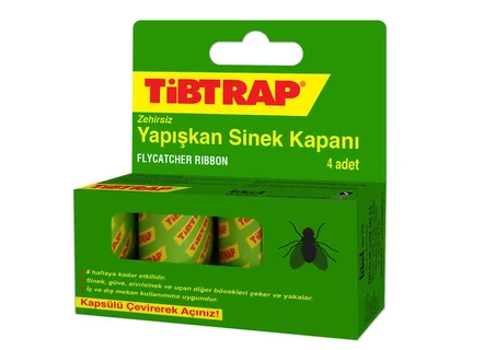 Özel Üretim Çift Taraflı Zehirsiz Etkili Güçlü Yapışkan Şerit Rulo Tibtrap Yapışkan Sinek Kapanı 4'Lü