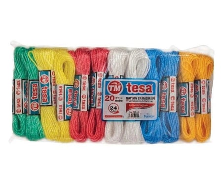 Özel Üretim Dayanıklı Sağlam Renkli Kaliteli Set Paket Temsan 20 Metre Naylon Çamaşır İpi 24'lü
