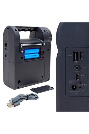 USB/SD/FM/BLUETOOTH DESTEKLİ FENERLİ TAŞINABİLİR HOPARLÖR FP-26 (K246)