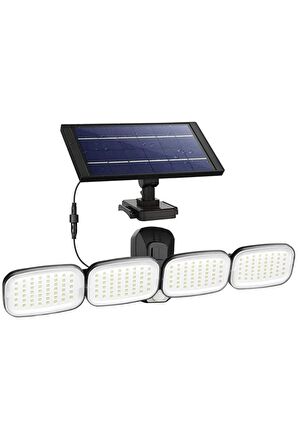 ShopZum PM-8048 6 VOLT - 3 WATT SOLAR PANELLİ 4 BAŞLI HAREKET SENSÖRLÜ 200 SMD LEDLİ LAMBA