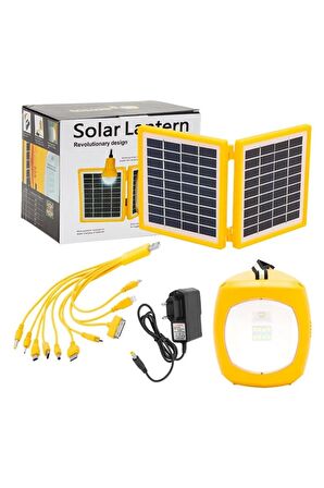 Sarı Renkli Beyaz Lambalı Radyolu Solar Çift Panelli Işıldak Kpf887412559