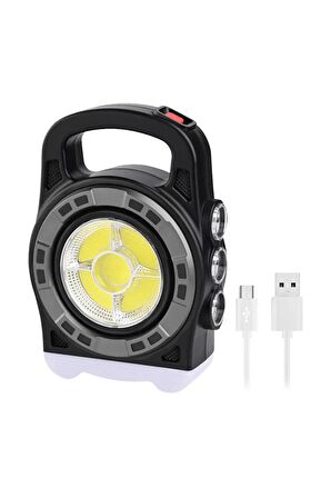 ShopZum HB-6678C COB LEDLİ 20 WATT 3 KADEMELİ ŞARJ EDİLEBİLİR USB ÇIKIŞLI SOLAR LAMBA